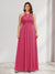 A-Line/Princess Crew Neck Keyhole Plus Size Bridesmaid Dresses with Lace