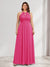 A-Line/Princess Crew Neck Keyhole Plus Size Bridesmaid Dresses with Lace
