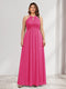 A-Line/Princess Crew Neck Keyhole Plus Size Bridesmaid Dresses with Lace