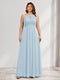A-Line/Princess Crew Neck Keyhole Plus Size Bridesmaid Dresses with Lace