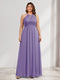 A-Line/Princess Crew Neck Keyhole Plus Size Bridesmaid Dresses with Lace