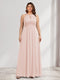 A-Line/Princess Crew Neck Keyhole Plus Size Bridesmaid Dresses with Lace