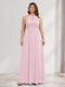 A-Line/Princess Crew Neck Keyhole Plus Size Bridesmaid Dresses with Lace