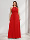 A-Line/Princess Crew Neck Keyhole Plus Size Bridesmaid Dresses with Lace