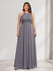 A-Line/Princess Crew Neck Keyhole Plus Size Bridesmaid Dresses with Lace