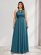A-Line/Princess Crew Neck Keyhole Plus Size Bridesmaid Dresses with Lace