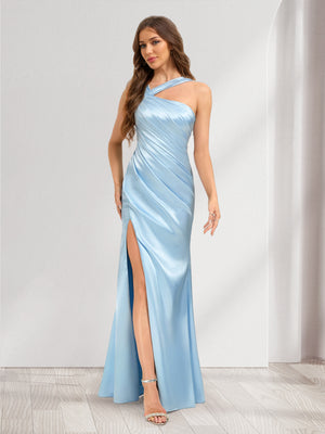 Trumpet/Mermaid Asymmetrical One-Shoulder Sleeveless Ruched Bridesmaid Dresses
