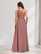 A-Line/Princess One-Shoulder Floor-Length Bridesmaid Dresses With Ruffles & Split Side