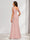 A-Line/Princess V-Neck Floor-Length Bridesmaid Dresses with Bow & Split Side