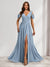 A-line V-Neck Ruched Bridesmaid Dresses with Split Side