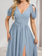 A-line V-Neck Ruched Bridesmaid Dresses with Split Side