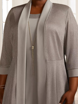 Sheath/Column Crew Neck 3/4 Sleeves 2 Pieces Mother of the Bride Dresses