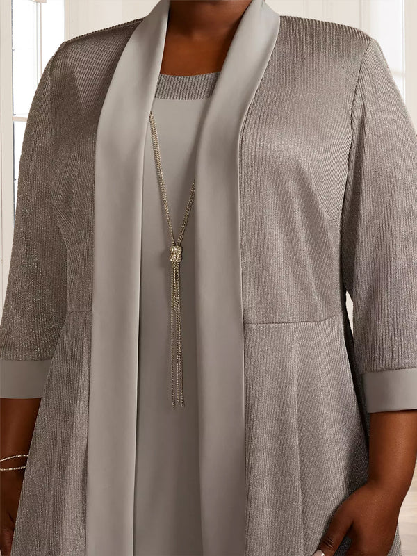 Sheath/Column Crew Neck 3/4 Sleeves 2 Pieces Mother of the Bride Dresses