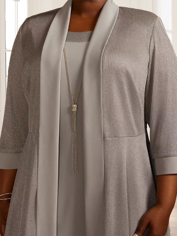 Sheath/Column Crew Neck 3/4 Sleeves 2 Pieces Mother of the Bride Dresses