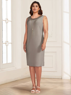 Sheath/Column Crew Neck 3/4 Sleeves 2 Pieces Mother of the Bride Dresses