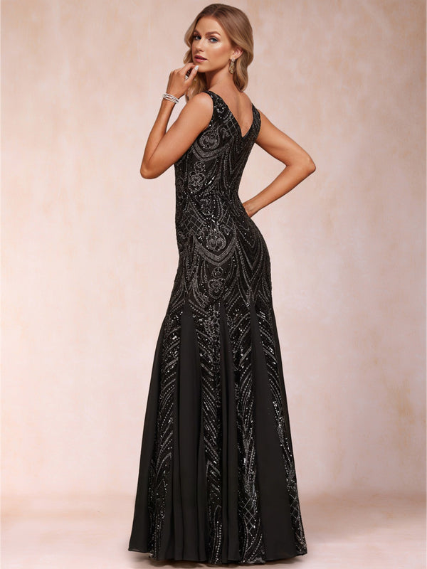 Trumpet/Mermaid V-Neck Sleeveless Mother of the Bride Dresses With Sequins
