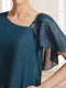 Sheath/Column Asymmetrical Short Sleeves Mother of the Bride Dresses With Ruffles & Beadings