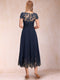 A-Line/Princess Illusion Crew Neck Short Sleeves Mother of the Bride Dresses With Appliques & Sequins