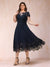 A-Line/Princess Illusion Crew Neck Short Sleeves Plus Size Mother of the Bride Dresses With Appliques & Sequins