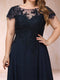 A-Line/Princess Illusion Crew Neck Short Sleeves Plus Size Mother of the Bride Dresses With Appliques & Sequins