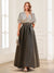 Sequined A-Line V-Neck Half Sleeves Mother of the Bride Dresses with Belt