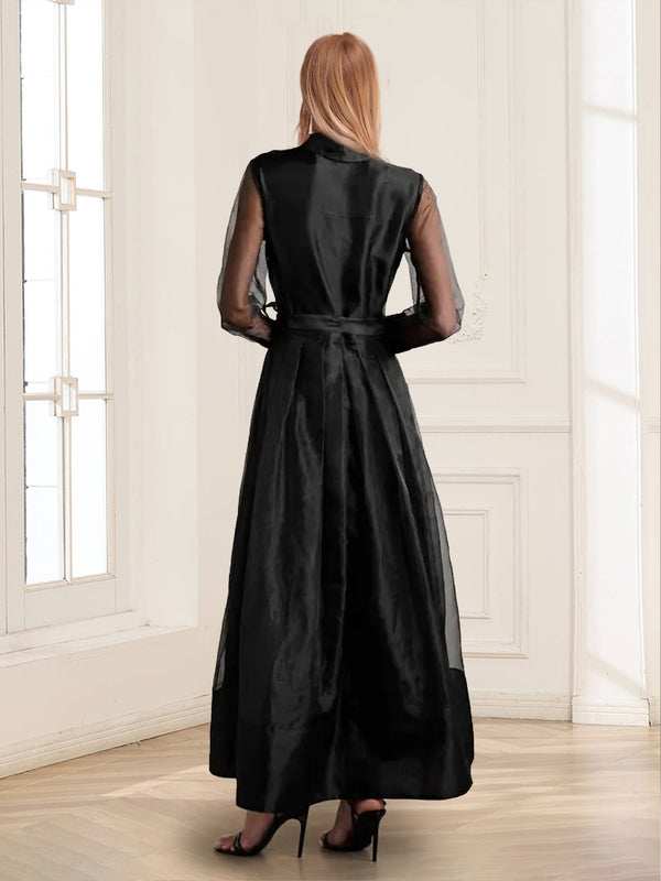 A-Line/Princess Collar Long Sleeves Mother of the Bride Dresses With Belt