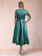 A-Line/Princess V-Neck 3/4 Sleeves Tea-Length Mother of the Bride Dresses with Appliques & Sequins
