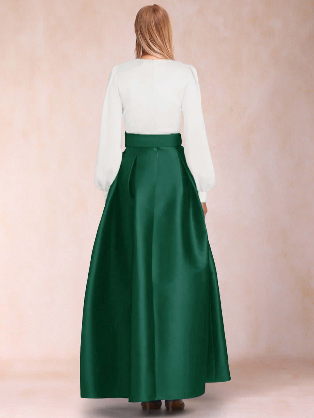 Satin A-Line/Princess V-Neck Floor-Length Long Sleeves Mother of the Bride Dresses With Belt