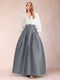Satin A-Line/Princess V-Neck Floor-Length Long Sleeves Mother of the Bride Dresses With Belt