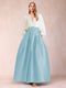 Satin A-Line/Princess V-Neck Floor-Length Long Sleeves Mother of the Bride Dresses With Belt