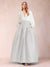 Satin A-Line/Princess V-Neck Floor-Length Long Sleeves Mother of the Bride Dresses With Belt