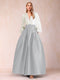 Satin A-Line/Princess V-Neck Floor-Length Long Sleeves Mother of the Bride Dresses With Belt
