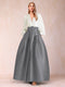 Satin A-Line/Princess V-Neck Floor-Length Long Sleeves Mother of the Bride Dresses With Belt