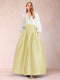 Satin A-Line/Princess V-Neck Floor-Length Long Sleeves Mother of the Bride Dresses With Belt
