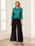 Scoop Long Sleeves 3 Pieces Pantsuits with Beading