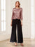 Scoop Long Sleeves 3 Pieces Pantsuits with Beading