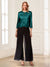 Scoop Long Sleeves 3 Pieces Pantsuits with Beading