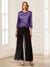 Scoop Long Sleeves 3 Pieces Pantsuits with Beading