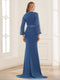 Sheath/Column V-Neck Long Sleeves Mother of the Bride Dresses With Beading