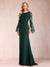 Chiffon A-Line/Princess Scoop Long Sleeves Mother of the Bride Dresses With Appliques