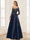 A-Line/Princess One-Shoulder Long Sleeves Floor-Length Mother of the Bride Dresses with Appliques