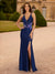 Sheath/Column Spaghetti Straps Sleeveless Floor-Length Prom Dresses with Split Side & Sequins
