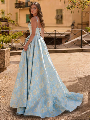 A-Line/Princess Strapless Basque Whist Prom Dresses with Split Side