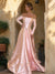 A-Line/Princess Strapless Long Sleeves Prom Dresses with 3D Flowers