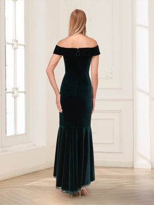 Trumpet/Mermaid Off-the-Shoulder Sleeveless Ankle-Length Mother of the Bride Dresses with Ruffles