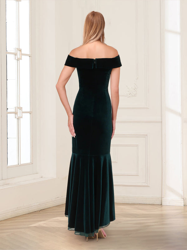 Trumpet/Mermaid Off-the-Shoulder Sleeveless Ankle-Length Mother of the Bride Dresses with Ruffles