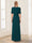 A-Line/Princess V-Neck Half Sleeves Floor-Length Mother of the Bride Dresses with Beading