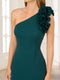 Sheath/Column One-Shoulder Floor-Length Sleeveless Satin Mother of the Bride Dresses with Ruffles