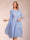 A-Line/Princess Scoop Sleeveless Tea-Length Two Piece Mother of the Bride Dresses with Lace & Appliques