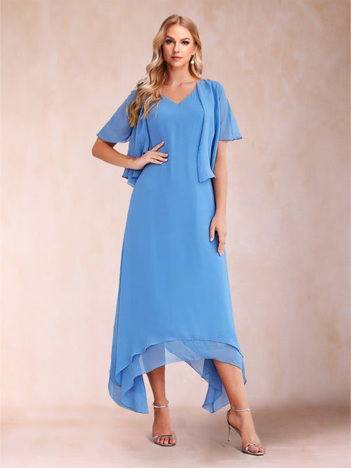 A-Line/Princess V-Neck Sleeveless Ankle-Length Two Piece Mother of the Bride Dresses with Jacket